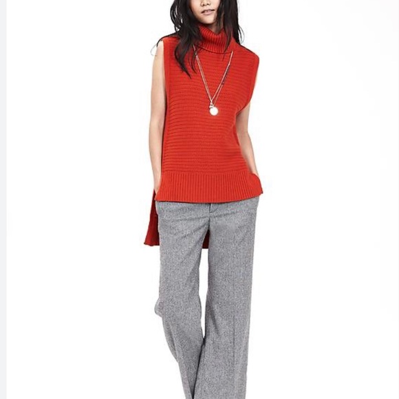Banana Republic TEXTURED SLEEVELESS TURTLENECK orange vest sweater - Picture 1 of 6